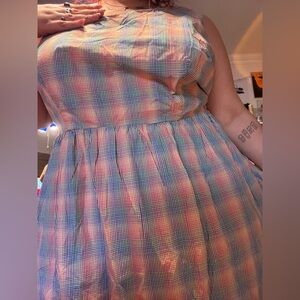 Modcloth Rainbow Plaid Knee Length Party Dress